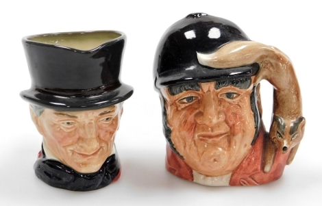 Two Royal Doulton character jugs, John Peel, and Gone Away D6538, 8.5cm and 8.8cm respectively.