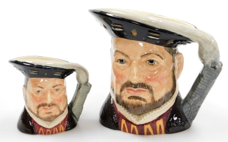 Two Royal Doulton Henry VIII character jugs, D6642, and D6647.