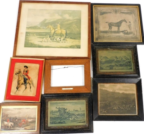 A group of equine related prints, to include The Chase, engraving, 16cm x 26cm, after J Seymour, The Portraiture of Bay Bolton, bookplate, 30cm x 39cm, etc. (a quantity)