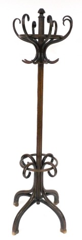 An early 20thC Bentwood hat and coat stand in the manner of Thonet, 194cm high.