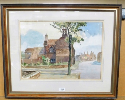 Sidney Wright (20thC Retford School). Street scene with tree before house, watercolour, signed, 37cm x 49cm.