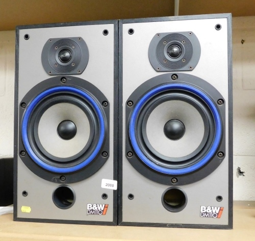 A pair of B & W speakers, DM110, 45cm high.