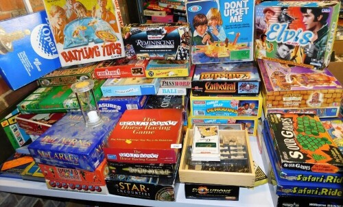 Various board games, The Really Nasty Horse Racing Game, Don't Upset Me, Elvis The Game, Sour Grapes, Battling Tops, United Challenge, Star Encounters, etc. (a quantity)