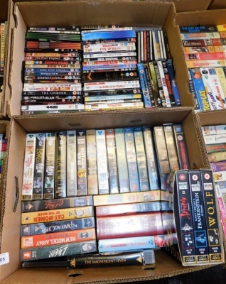 Various VHS tapes, DVDs, etc., to include Marley and Me, The Mummy, Oculus, Dracula, Vicar of Dibley, etc. (6 boxes) - 3