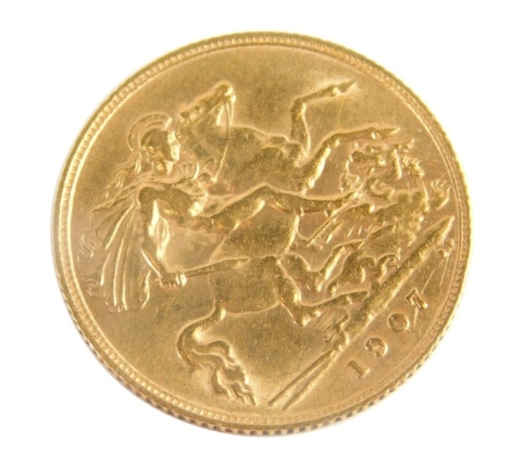 An Edward VII gold half sovereign, 1907.