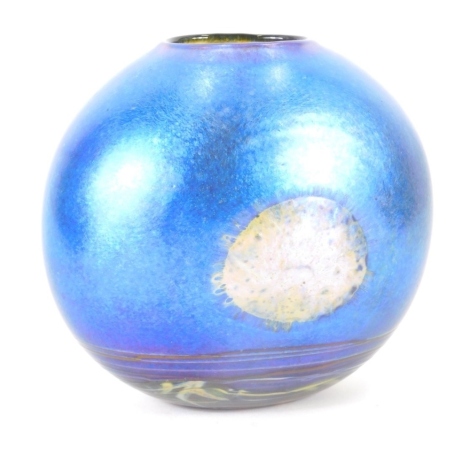 Siddy Langley (b 1955). A Moon Rise Studio glass vase, 1997, in iridescent colours, signed and dated, 16cm high.