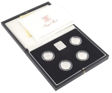 A boxed coin set, 1984-1987 Piedfort Collection £1 silver proof set.