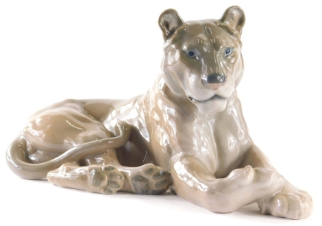 A Royal Copenhagen figure of recumbent lioness, 804, 15cm high.