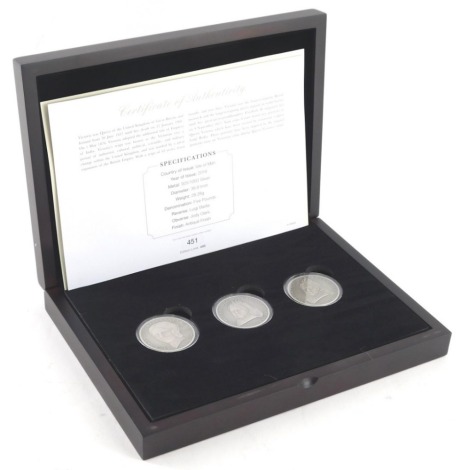 A 200th Anniversary Of The Birth Of Queen Victoria silver portrait coin set, in sterling silver, antique finish, three coins. (cased with paperwork)