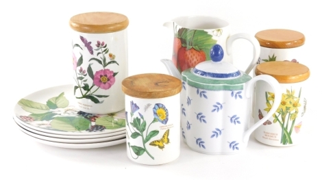 Various Portmeirion Eden Fruits and other dinnerware, storage jars, plates, 27cm diameter, etc. (a quantity)