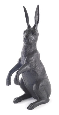 A modern bronzed standing figure of a hare, of large proportion, unsigned, 48cm high.