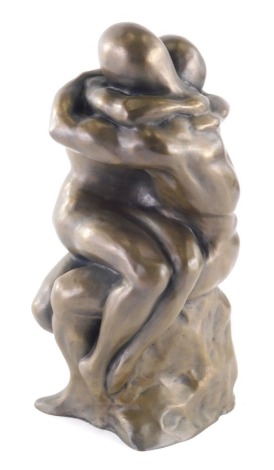 RL (Circa 1996) A figure group the Lovers, bronzed resin, signed and dated, 25cm high.