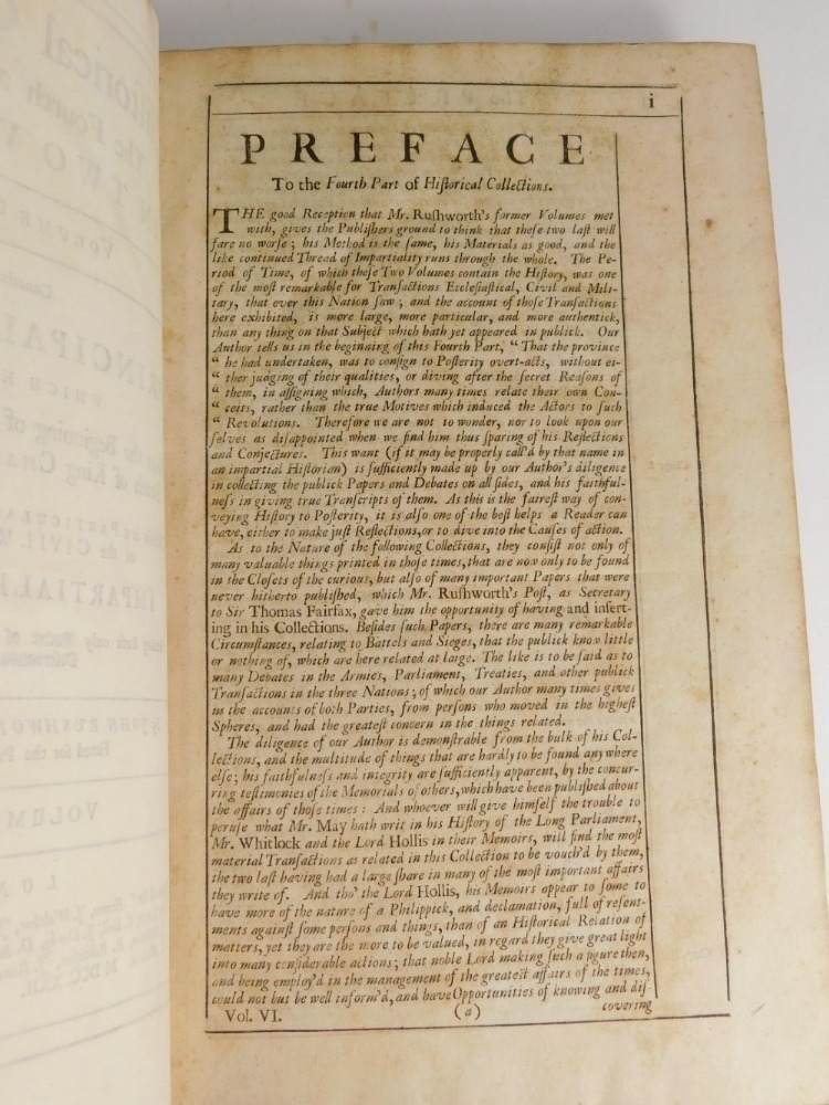 Historical collections of private passages of state, weighty matters in  law, remarkable proceedings in five parliaments : beginning the sixteenth  year of King Jamesanno 1618, and ending the fifth year of King