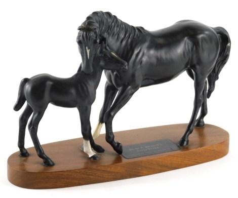 A Beswick Connoisseur model figure group, Black Beauty and Foal, 21cm high.