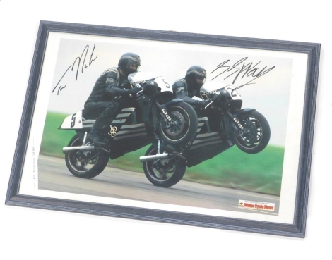 A Norton 1989 Motorcycle News poster, signed Trevor Nation and Dave Spray, black pen, 47cm x 67cm.