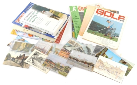 Various postcards, early 20thC and later, Brighton Palace Pier, various others, quantity of vintage ephemera, cricket and golf related, a 1965 Ryder Cup souvenir program, Golf World 1965, other golfing and cricket related magazines, The Cricketer 1964, et