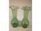 A pair of green glass flared vases