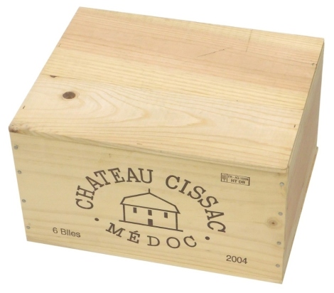 Wine, Chateau Cissac Medoc 2004, in unopened pine case. (6 bottles)