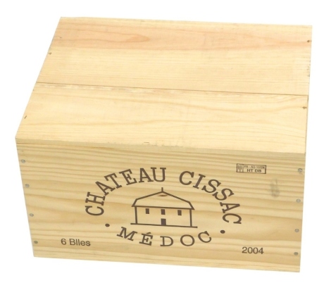 Wine, Chateau Cissac Medoc 2004,in unopened pine case. (6 bottles)