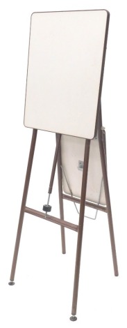 A painted metal and chipboard two tier folding projector stand, 130cm high when folded.