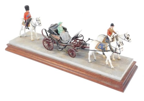 A Border Fine Arts Trooping The Colour figure group, B0968, limited edition 210/395, designed by Ayres, 13cm high, 44cm wide, 12cm deep.