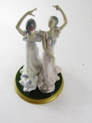 A Lladro porcelain figure group of two flamenco dancers, no 5601, printed and painted marks, on a gold painted base, 30cm high. - 3