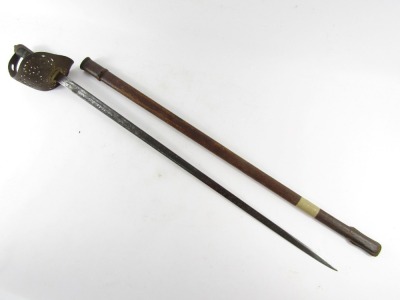 A George V officer's infantry sword, Wilkinson 1897 pattern, probably WWI, with leather scabbard, 100cm long. - 3