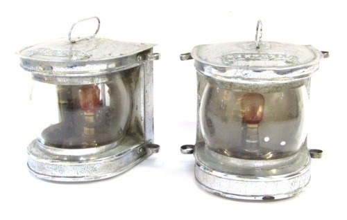 Two ship's mast head lamps, each with a chrome finish, and domed top, 15cm high.