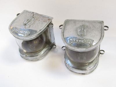 Two ship's mast head lamps, each with a chrome finish, and domed top, 15cm high. - 2