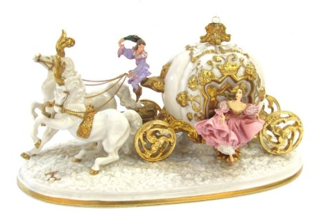 An Alexander Dand Fine Porcelain figure group, entitled Cinderella's Magical Moment Anniversary Sculpture, for Franklin Mint, 29cm wide.