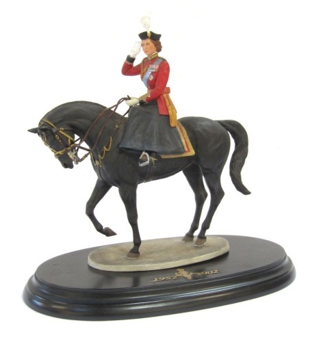 A Country Artist Golden Jubilee figure, Trooping The Colour, limited edition, No 02018, on black plinth base, 25cm high, 29cm wide, boxed.