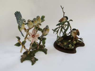 Two Country Artist figure groups, comprising The Collector's Guild Blue Tit group on branch, No 04040, 32cm high, and The Reflections of Spring, No 04909, 28cm high, boxed. - 2