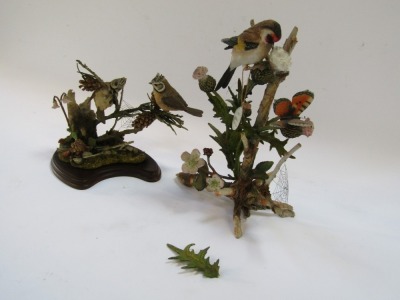 Two Country Artist figure groups, comprising Autumn Gathering, 04907, 16cm high, and Goldfinch of Woodland Glade, 04161, 23cm high, boxed. (AF) - 3