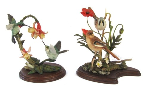 Two Country Artist figure groups, comprising Ruby Throated Hummingbirds with Fuchsias, 20cm high, and Summer Rendezvous, No 4095, 22cm high, boxed.