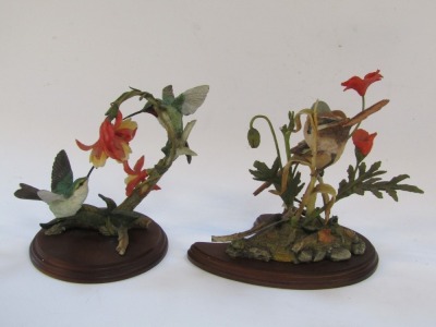 Two Country Artist figure groups, comprising Ruby Throated Hummingbirds with Fuchsias, 20cm high, and Summer Rendezvous, No 4095, 22cm high, boxed. - 4