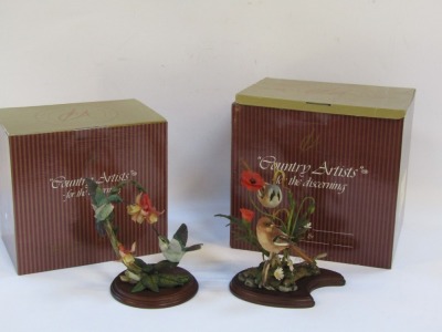 Two Country Artist figure groups, comprising Ruby Throated Hummingbirds with Fuchsias, 20cm high, and Summer Rendezvous, No 4095, 22cm high, boxed. - 5