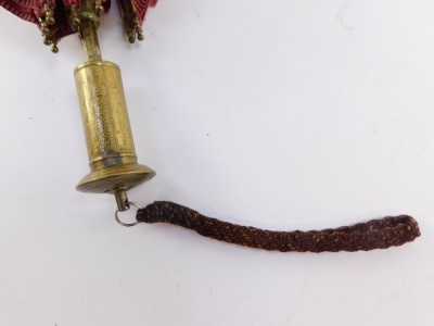 A 1920's/1930's Growy parasol, with brass ends and collar, and black gingham and red fabric, 55cm long. - 4