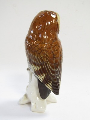 A Karl Ens porcelain figure of an owl, modelled perched on a branch, printed mark, 15cm high. - 3