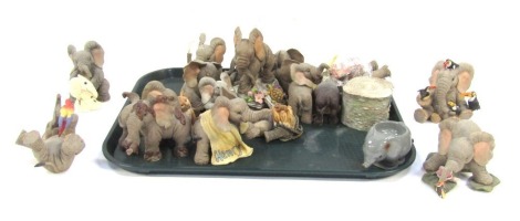 A group of The Adventures of Henry elephant figures, and other elephant ornaments. (1 tray)