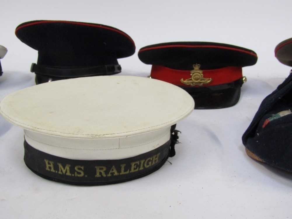 A group of Regimental and Military caps, to include HMS Raleigh, Soviet