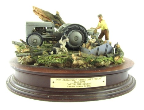 A Country Artists figure group 'After The Storm', CA831, to commemorate the 50th Anniversary of Little Grey Fergie 1946-1996, limited edition of 1750, on a wooden plinth base, 23cm diameter.