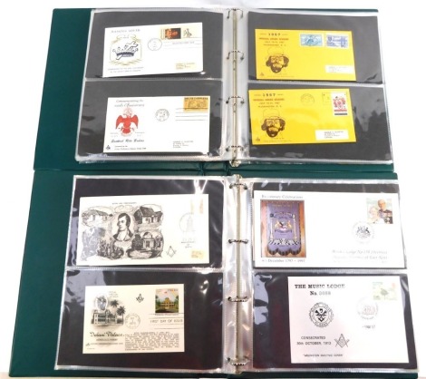 Two albums of Masonic first day covers, Presidential, Scientific, Elections, American Lodges, Masonic, and others. (2 albums)