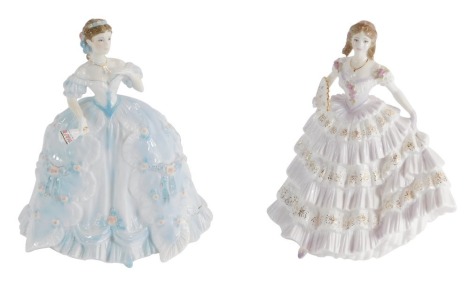 Two Royal Worcester figures, The First Quadrille, limited edition 7804/12500, 22cm high, and Belle of the Ball, limited edition 3146/12500, 21cm high.