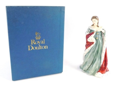 A Royal Doulton Queens of The Realm figure, Queen Anne, HN3141, signed by the artist, 17th August 1990, limited edition 3824/5000, 22cm high, boxed.