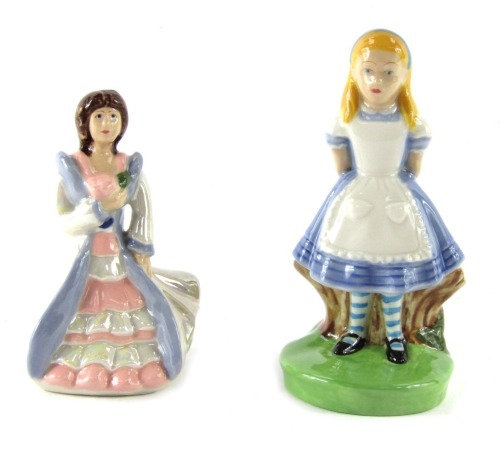 Two Wade Collection figures, comprising Alice In Wonderland collection figure, Alice (1999), 12cm high, and Beauty and The Beast figure Beauty (2003), 11cm high, both boxed.