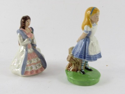 Two Wade Collection figures, comprising Alice In Wonderland collection figure, Alice (1999), 12cm high, and Beauty and The Beast figure Beauty (2003), 11cm high, both boxed. - 3