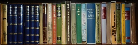 Folio Society. A collection of folio books, comprising J R Tolkein The Hobbit, Travels With A Donkey, The Lost World, Anthony Trollop My Life and Hard Times and other Observations, The Pillar Book of Sel Shonagon, Cold Comfort Farm, Gulivers Travels, Lov