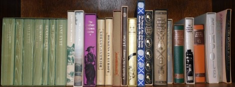 Folio Society. A group comprising Jane Eyre, The Professor, Agnes Grey, The Talent of Wildfowl Call, Villette, Wuthering Heights, Shirley Travels In West Africa, Father Brown Stories, Dickens London, Dickens In Europe, A Month In The Country, Pick of Pun