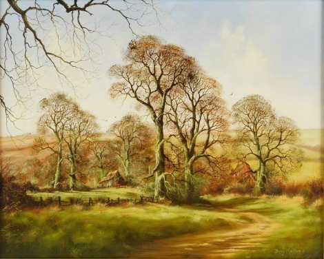 Tony Malton (British, 20thC). Autumn country landscape, with cottages, oil on canvas, signed, 40cm x 50cm.