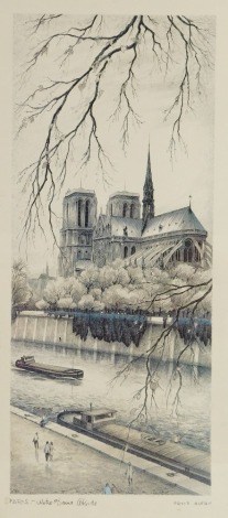 After Ortiz Alfau (Spanish, 1935-2000). Paris - Notre Dame Abside, lithograph, 52cm x 25cm.